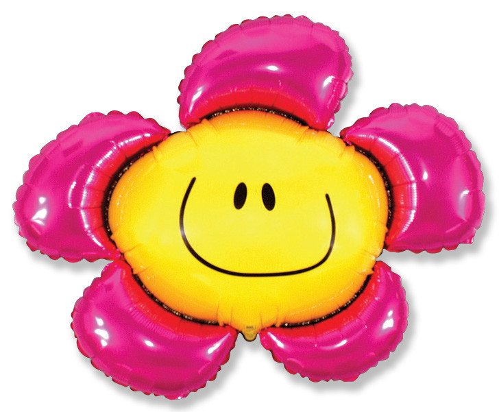 Шар фигура, Цветочек (солнечная улыбка) фуксия / Flower (в упаковке)