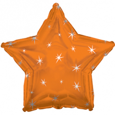 Шар Звезда, Искры, Оранжевый (в упаковке)