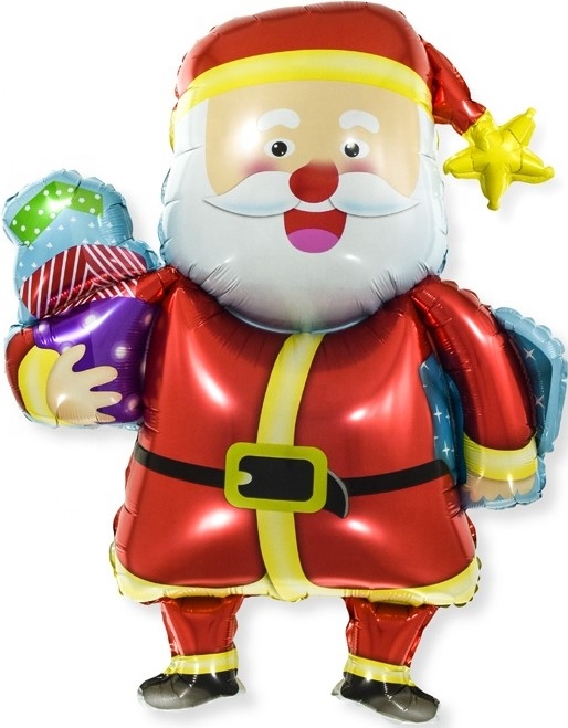 Шар Мини-фигура, Веселый Дед Мороз с подарками (в упаковке)