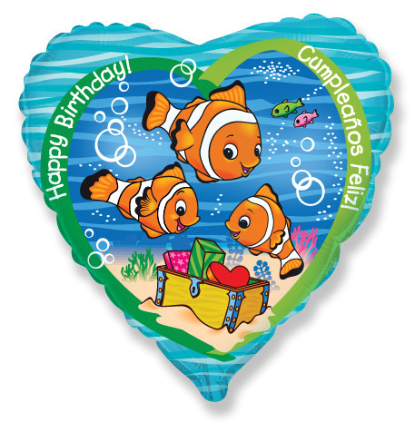 Шар Сердце, День рождения рыбки-клоуна / Clown fish Birthday