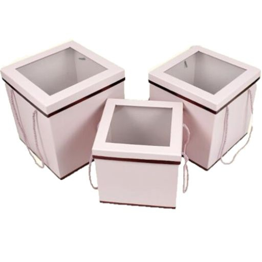 Набор подарочных коробок 3 в 1 "Лакшери. Куб" Розовый / куб с окном
