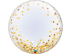 Шар Сфера 3D, Deco Bubble, Конфетти золотое (в упаковке)